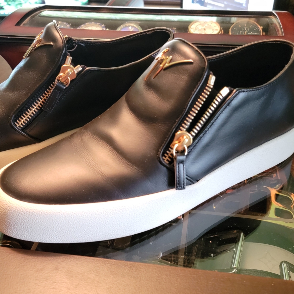 Men's Giuseppe Zanotti Black Leather Slip-On Shoes 45